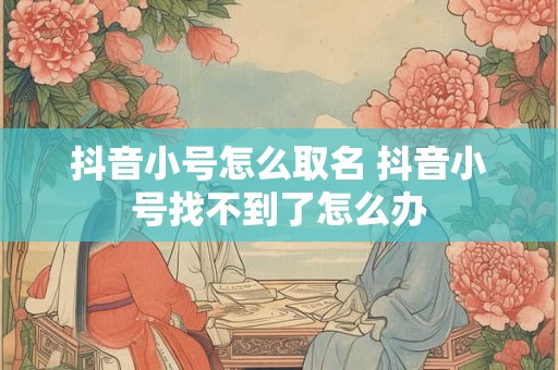 抖音小号怎么取名 抖音小号找不到了怎么办