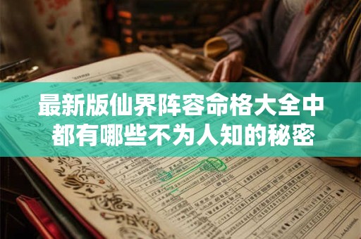 最新版仙界阵容命格大全中 都有哪些不为人知的秘密