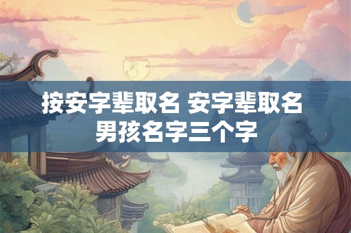 按安字辈取名 安字辈取名 男孩名字三个字