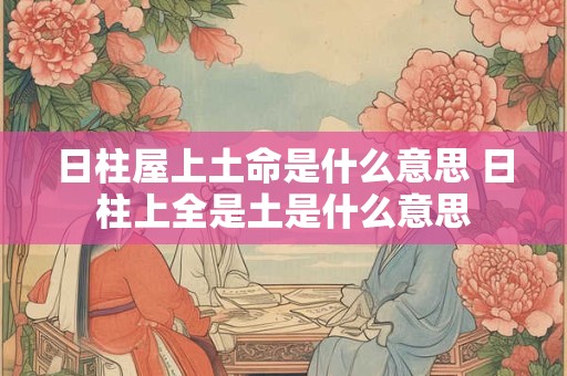 日柱屋上土命是什么意思 日柱上全是土是什么意思