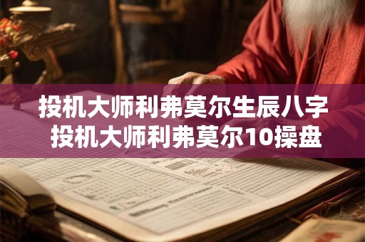 投机大师利弗莫尔生辰八字 投机大师利弗莫尔10操盘圣经