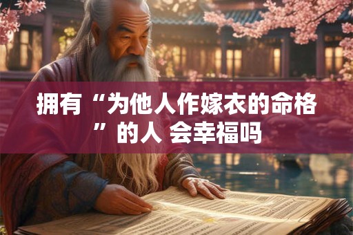 拥有“为他人作嫁衣的命格”的人 会幸福吗