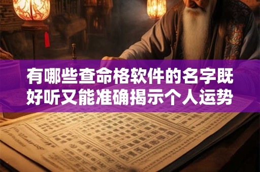 有哪些查命格软件的名字既好听又能准确揭示个人运势