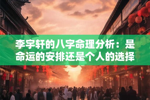 李宇轩的八字命理分析：是命运的安排还是个人的选择