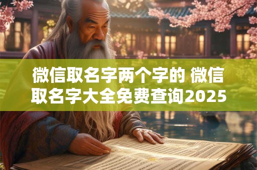 微信取名字两个字的 微信取名字大全免费查询2025