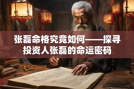 张磊命格究竟如何——探寻投资人张磊的命运密码