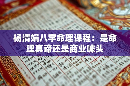 杨清娟八字命理课程：是命理真谛还是商业噱头