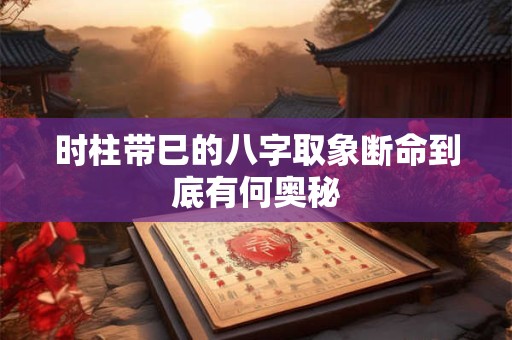 时柱带巳的八字取象断命到底有何奥秘