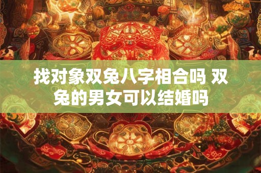 找对象双兔八字相合吗 双兔的男女可以结婚吗 找对象双兔八字相合吗 双兔的男女可以结婚吗
