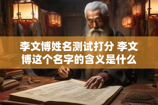 李文博姓名测试打分 李文博这个名字的含义是什么