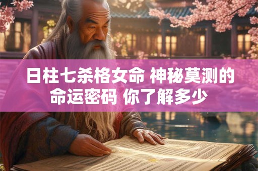 日柱七杀格女命 神秘莫测的命运密码 你了解多少