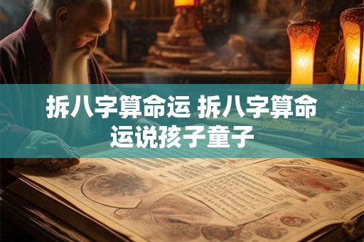 拆八字算命运 拆八字算命运说孩子童子