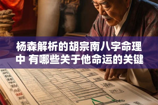 杨森解析的胡宗南八字命理中 有哪些关于他命运的关键信息