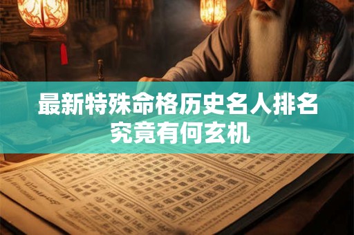 最新特殊命格历史名人排名 究竟有何玄机