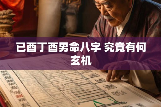 已酉丁酉男命八字 究竟有何玄机