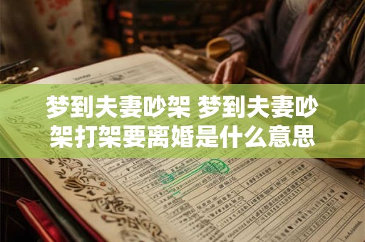 梦到夫妻吵架 梦到夫妻吵架打架要离婚是什么意思