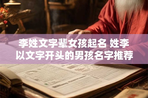 李姓文字辈女孩起名 姓李以文字开头的男孩名字推荐