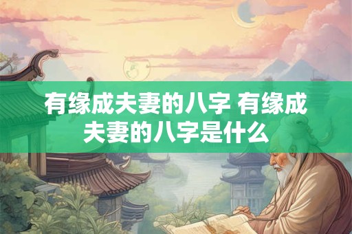有缘成夫妻的八字 有缘成夫妻的八字是什么