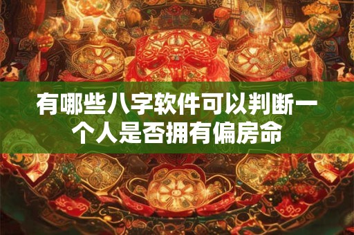 有哪些八字软件可以判断一个人是否拥有偏房命