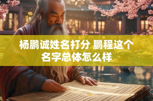杨鹏诚姓名打分 鹏程这个名字总体怎么样