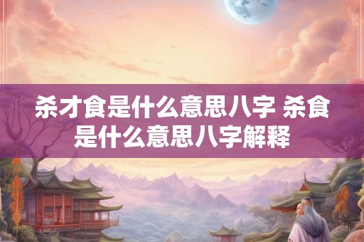 杀才食是什么意思八字 杀食是什么意思八字解释