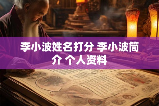 李小波姓名打分 李小波简介 个人资料