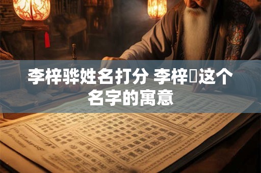 李梓骅姓名打分 李梓垚这个名字的寓意
