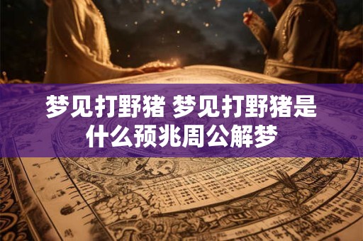 梦见打野猪 梦见打野猪是什么预兆周公解梦