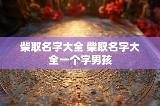 柴取名字大全 柴取名字大全一个字男孩