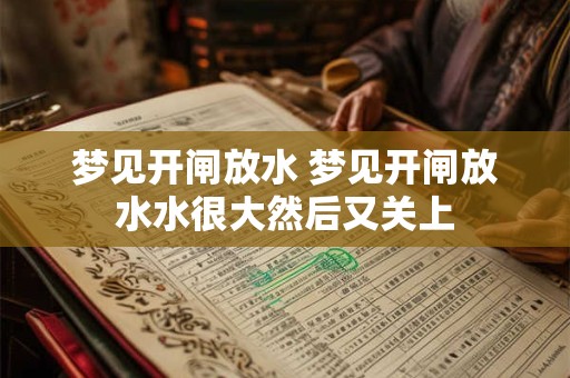 梦见开闸放水 梦见开闸放水水很大然后又关上