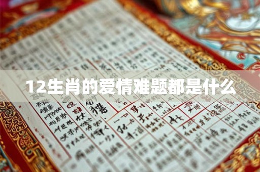 12生肖的爱情难题都是什么