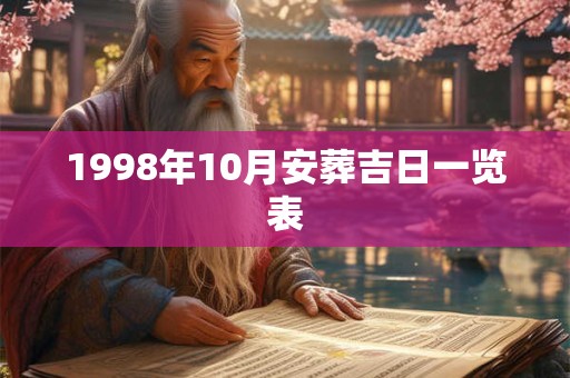 1998年10月安葬吉日一览表