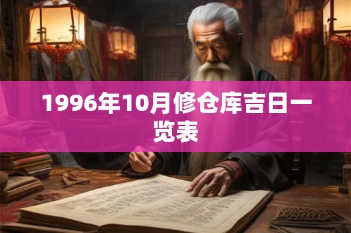 1996年10月修仓库吉日一览表