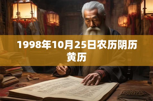 1998年10月25日农历阴历黄历