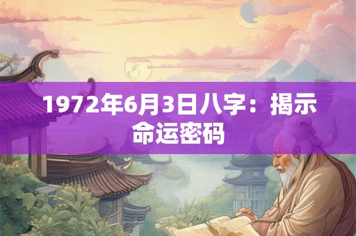 1972年6月3日八字：揭示命运密码