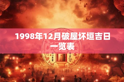 1998年12月破屋坏垣吉日一览表