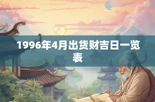 1996年4月出货财吉日一览表 1996年4月出货财吉日一览表