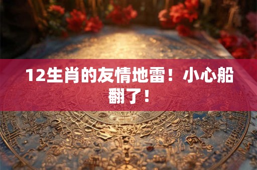 12生肖的友情地雷！小心船翻了！