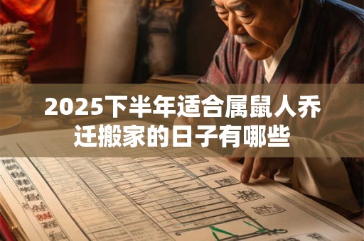 2025下半年适合属鼠人乔迁搬家的日子有哪些