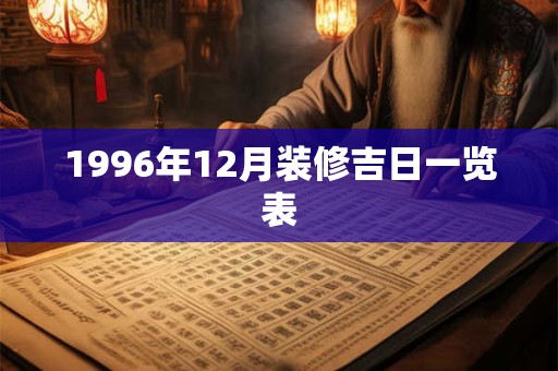 1996年12月装修吉日一览表
