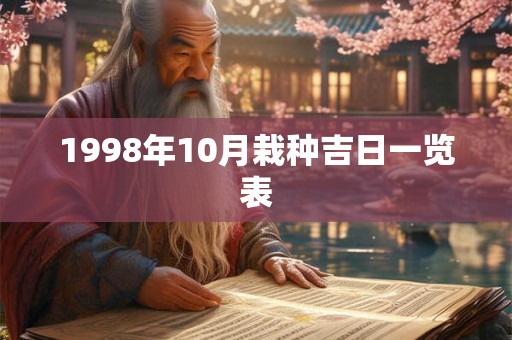 1998年10月栽种吉日一览表