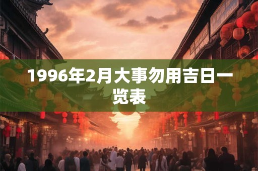 1996年2月大事勿用吉日一览表
