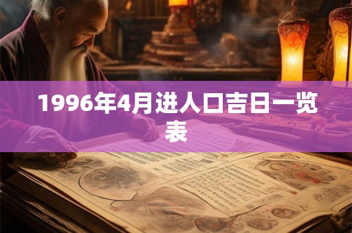 1996年4月进人口吉日一览表