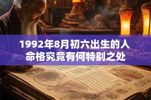 1992年8月初六出生的人 命格究竟有何特别之处