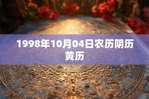 1998年10月04日农历阴历黄历