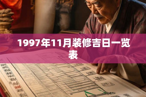 1997年11月装修吉日一览表 1997年11月装修吉日一览表