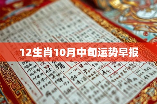 12生肖10月中旬运势早报