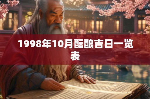 1998年10月酝酿吉日一览表