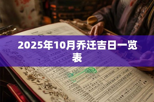 2025年10月乔迁吉日一览表