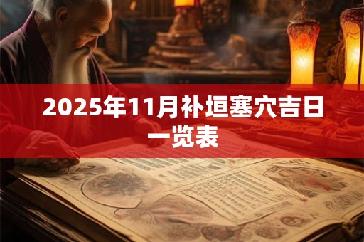 2025年11月补垣塞穴吉日一览表